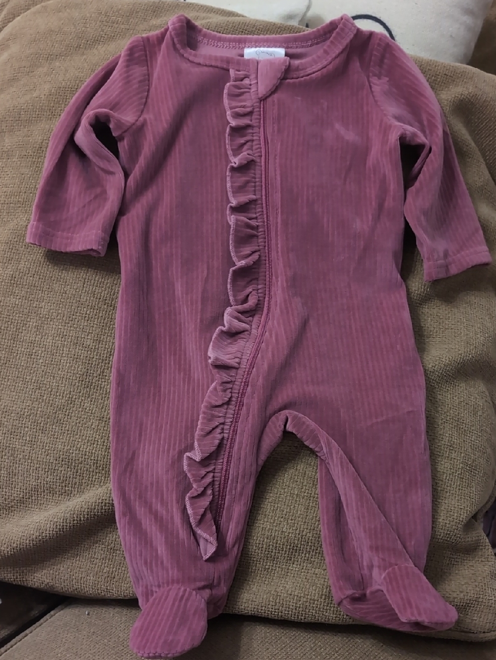 Infant Mauve Ruffle Footed One-Piece